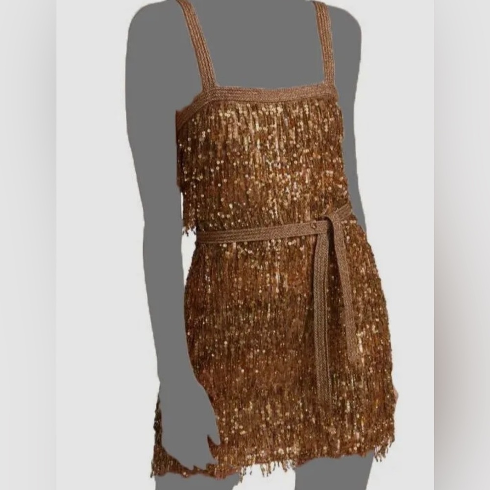 Alice and Olivia Sonja sequin fringe mini dress